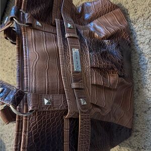 Nine West Brown Croc-Embossed Handbag